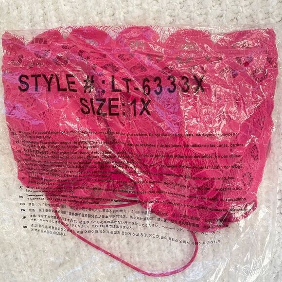 Plus Size Zenana Outfitters Pink Crochet Lace Bralette Plus Size 1X 2X 3… - Picture 11 of 13